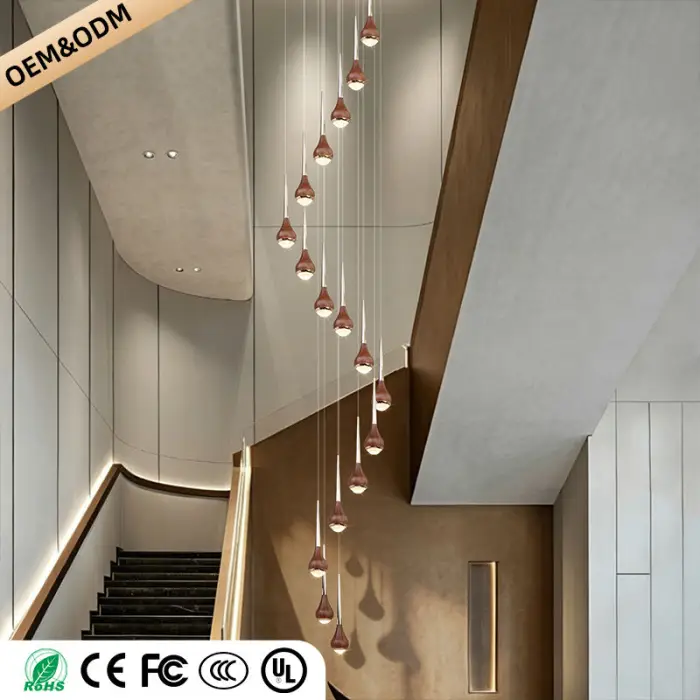 Nordic Loft Chandelier Villa Rotating Ceiling Hanging Chandelier Minimalist Led Long Chandelier Staircase Pendant Light — image 3