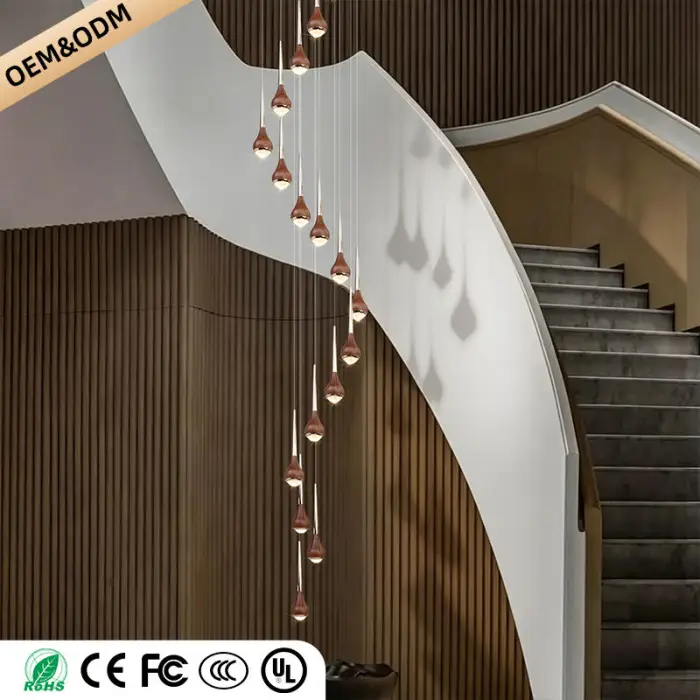 Nordic Loft Chandelier Villa Rotating Ceiling Hanging Chandelier Minimalist Led Long Chandelier Staircase Pendant Light — image 4