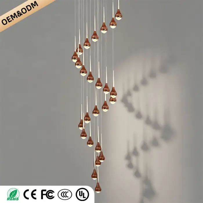 Nordic Loft Chandelier Villa Rotating Ceiling Hanging Chandelier Minimalist Led Long Chandelier Staircase Pendant Light — image 5