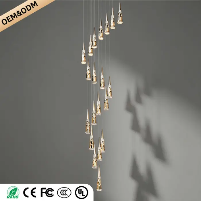 Modern Crystal Chandelier Loft Pendant Light Chandelier for Stairs Designer Pendant Lamp Suspension Ceiling Light — image 3