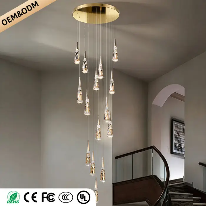 Modern Crystal Chandelier Loft Pendant Light Chandelier for Stairs Designer Pendant Lamp Suspension Ceiling Light — image 4