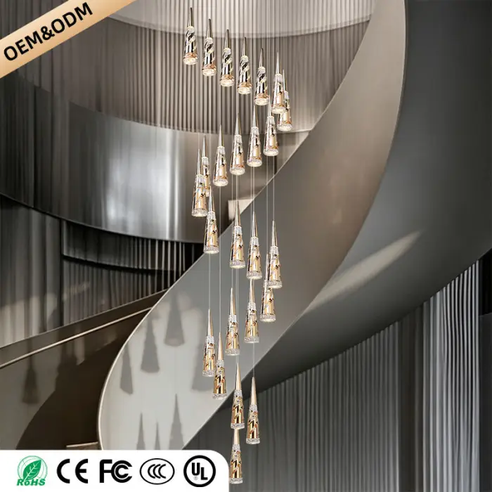 Modern Crystal Chandelier Loft Pendant Light Chandelier for Stairs Designer Pendant Lamp Suspension Ceiling Light — image 5