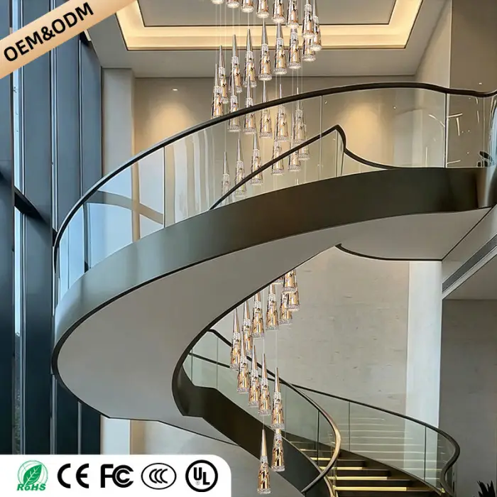 Modern Crystal Chandelier Loft Pendant Light Chandelier for Stairs Designer Pendant Lamp Suspension Ceiling Light — image 6