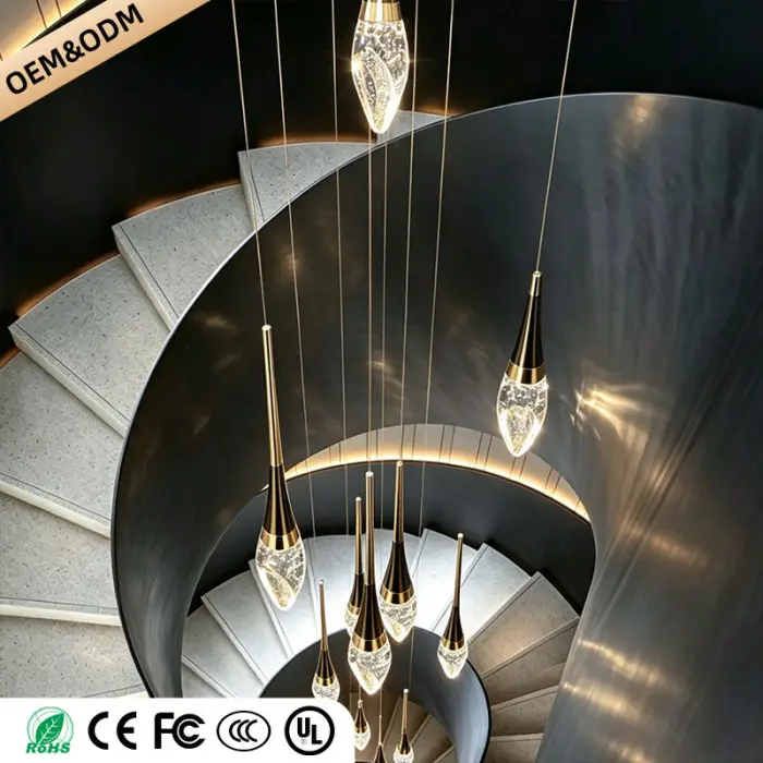 Modern Stair Pendant Lamp Villa Loft Ceiling Light Suspension Chandelier Designer Creativity Crystal Chandelier — image 3