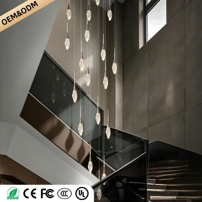 Modern Stair Pendant Lamp Villa Loft Ceiling Light Suspension Chandelier Designer Creativity Crystal Chandelier — image 4