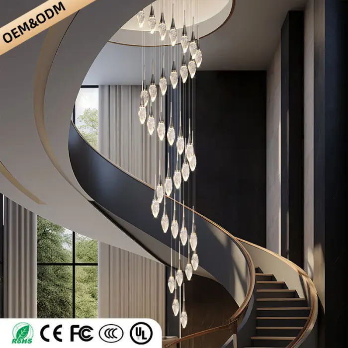 Modern Stair Pendant Lamp Villa Loft Ceiling Light Suspension Chandelier Designer Creativity Crystal Chandelier — image 5