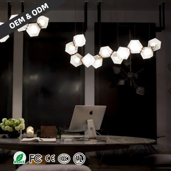 Modern Glass Ball LED Chandelier Nordic Home Club Front Desk Hanging Light Office Restaurant Ceiling Chandelier — image 3