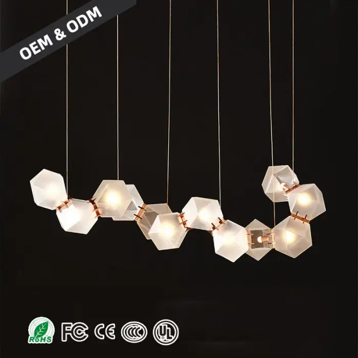 Modern Glass Ball LED Chandelier Nordic Home Club Front Desk Hanging Light Office Restaurant Ceiling Chandelier — image 4