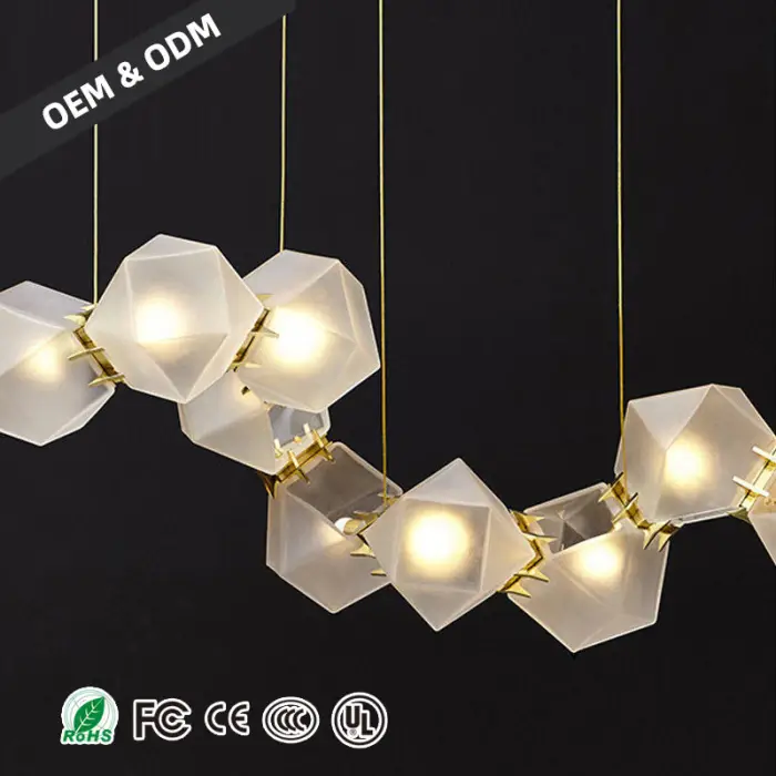 Modern Glass Ball LED Chandelier Nordic Home Club Front Desk Hanging Light Office Restaurant Ceiling Chandelier — image 5