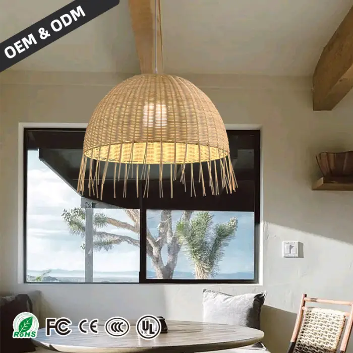 Wabi-sabi Handmade Rattan LED Pendant Lights Art Hand-Knitted Lamps for Living Room Home Decoration Chandelier — image 3