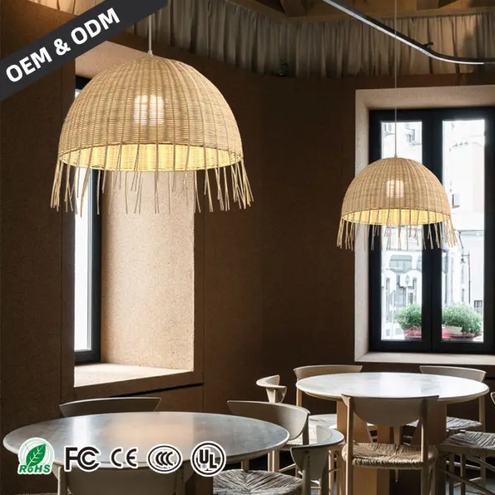 Wabi-sabi Handmade Rattan LED Pendant Lights Art Hand-Knitted Lamps for Living Room Home Decoration Chandelier — image 5