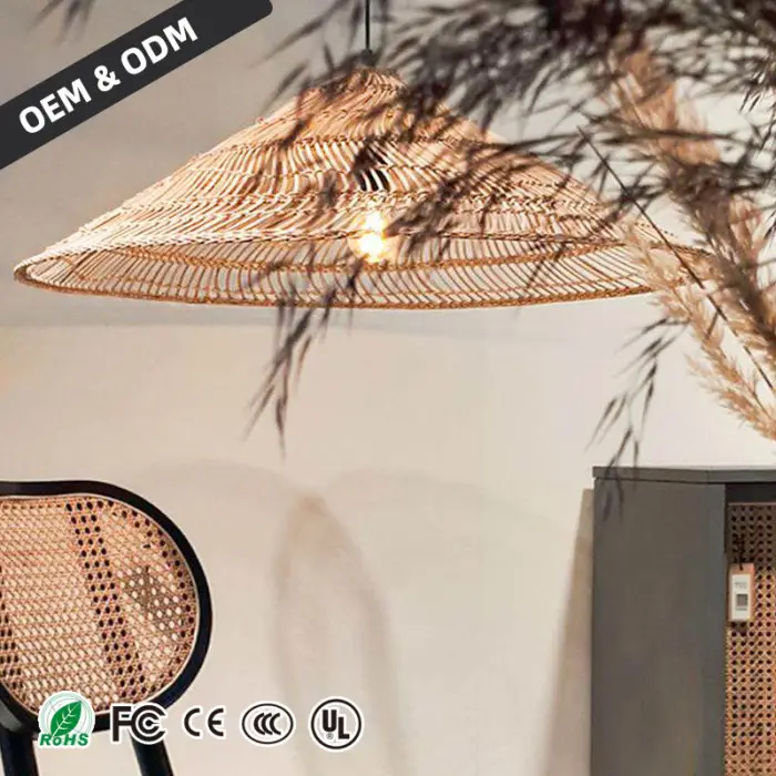 Vintage Rattan Lamp Chinese Style Handmade Pendant Lights Restaurant Dining Room Kitchen Light Fixture Shop Room Chandelier — image 3