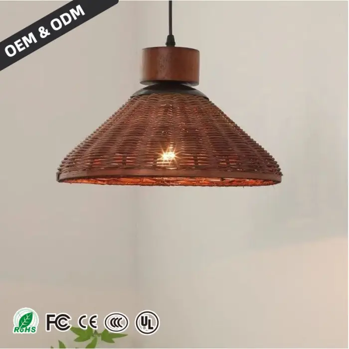 Retro Rattan Pendant Light Nordic Led Restaurant Chandelier Attic Living Room Homestay Chandelier Japan Wabi Sabi Kitchen Light — image 3