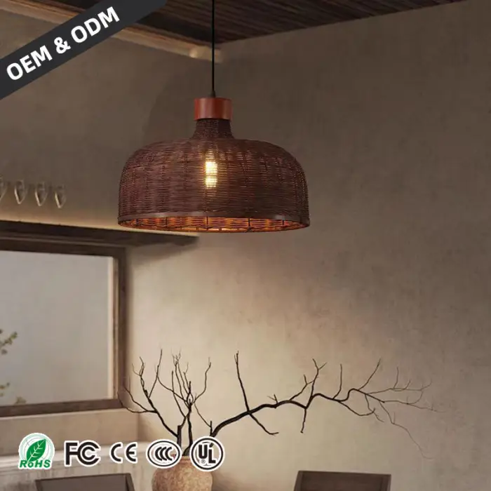 Retro Rattan Pendant Light Nordic Led Restaurant Chandelier Attic Living Room Homestay Chandelier Japan Wabi Sabi Kitchen Light — image 5