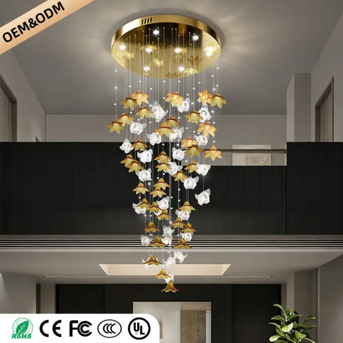 Dining Room Chandeliers Modern Villa Dining Table Island Pendant Lamp Creative Glass Flower Hanging Lamp — image 5