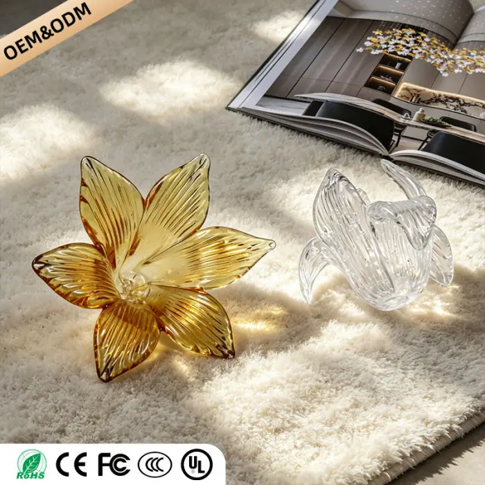Dining Room Chandeliers Modern Villa Dining Table Island Pendant Lamp Creative Glass Flower Hanging Lamp — image 7