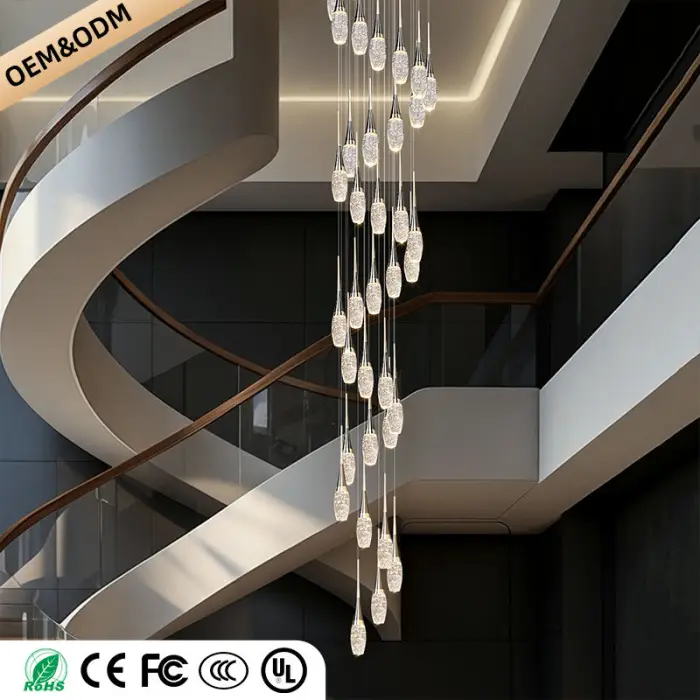 Modern Staircase Pendant Light Luxury Villa Attic Restaurant Suspended Ceiling Ceiling Light Designer Crystal Pendant Light — image 3