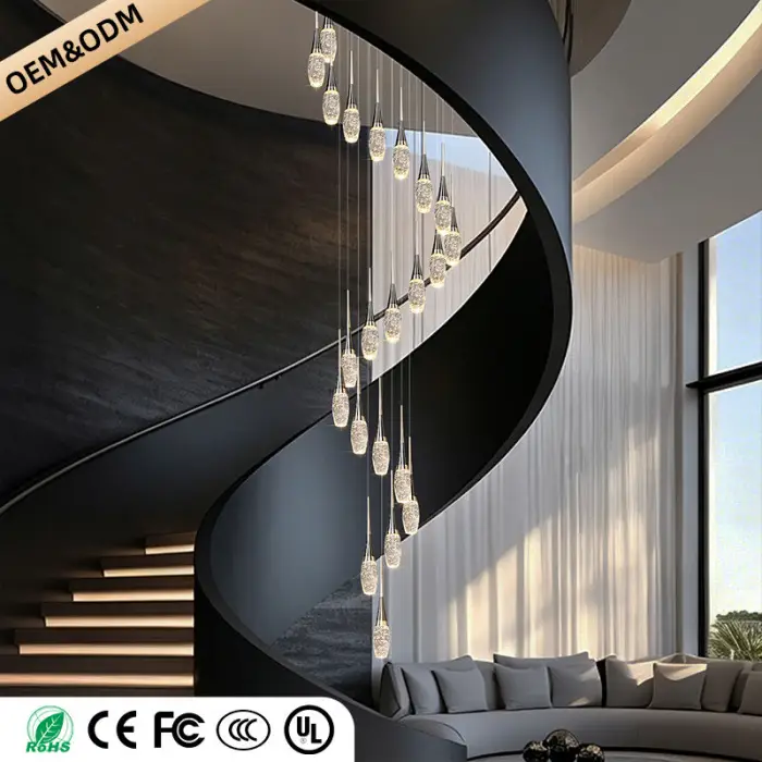 Modern Staircase Pendant Light Luxury Villa Attic Restaurant Suspended Ceiling Ceiling Light Designer Crystal Pendant Light — image 4