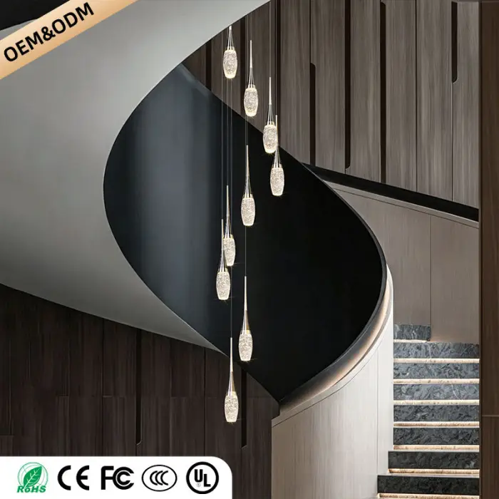 Modern Staircase Pendant Light Luxury Villa Attic Restaurant Suspended Ceiling Ceiling Light Designer Crystal Pendant Light — image 5