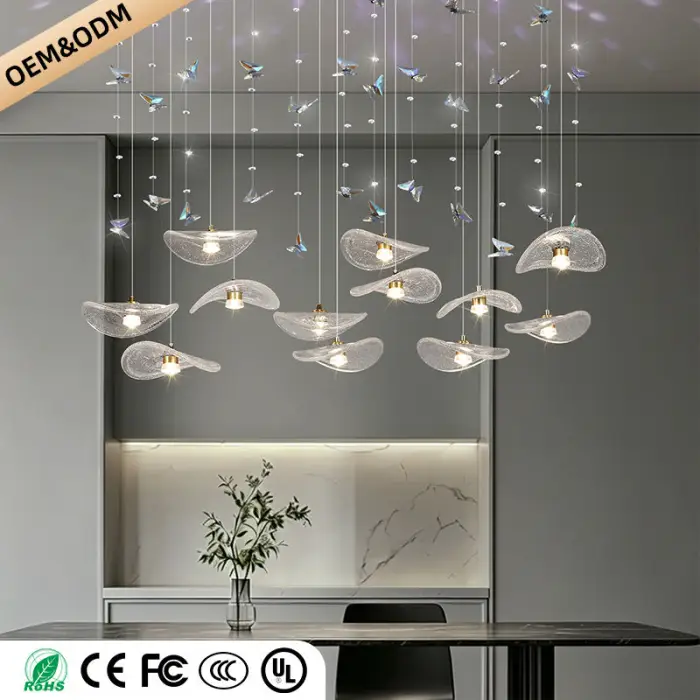 Restaurant Pendant Light Modern Luxury Dining Table bar Counter Kitchen Lotus Leaf Design Artistic Pendant Light Above — image 3
