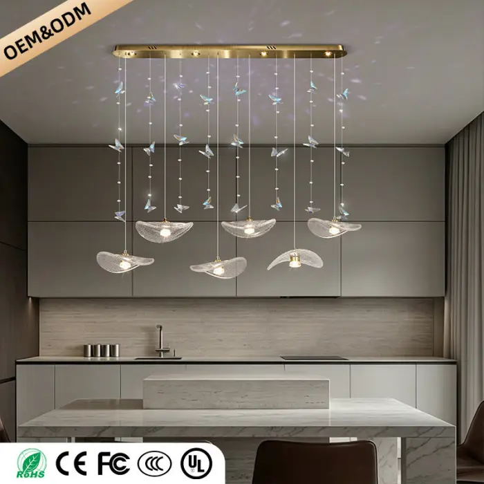 Restaurant Pendant Light Modern Luxury Dining Table bar Counter Kitchen Lotus Leaf Design Artistic Pendant Light Above — image 5