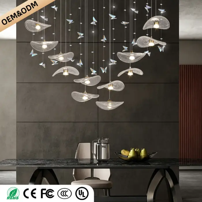 Restaurant Pendant Light Modern Luxury Dining Table bar Counter Kitchen Lotus Leaf Design Artistic Pendant Light Above — image 7