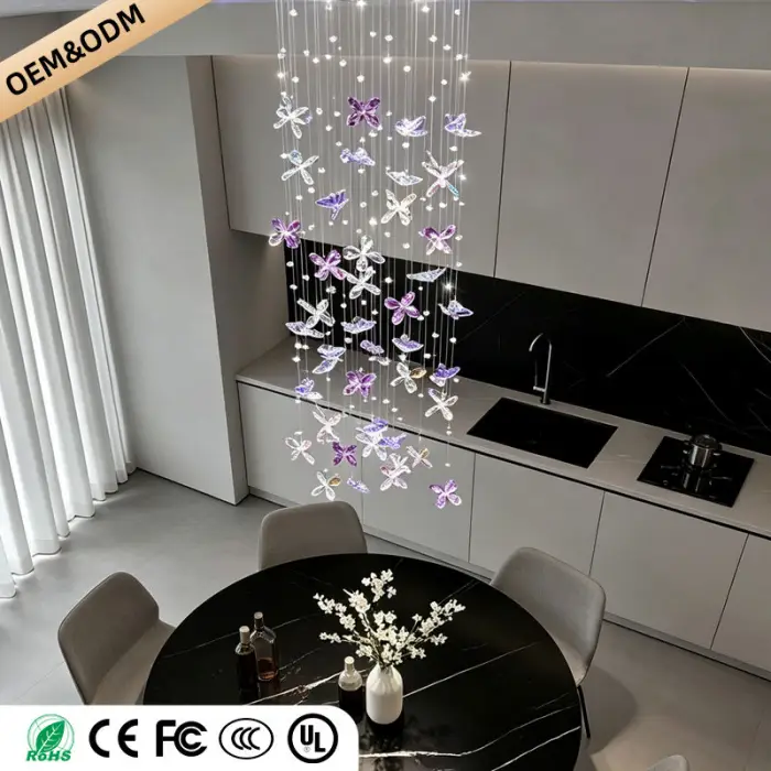 Chandelier Over the Dining Table Kitchen Island Pendant Light Dining Room Butterfly Design Chandelier Crystal Hanging Lamp — image 5