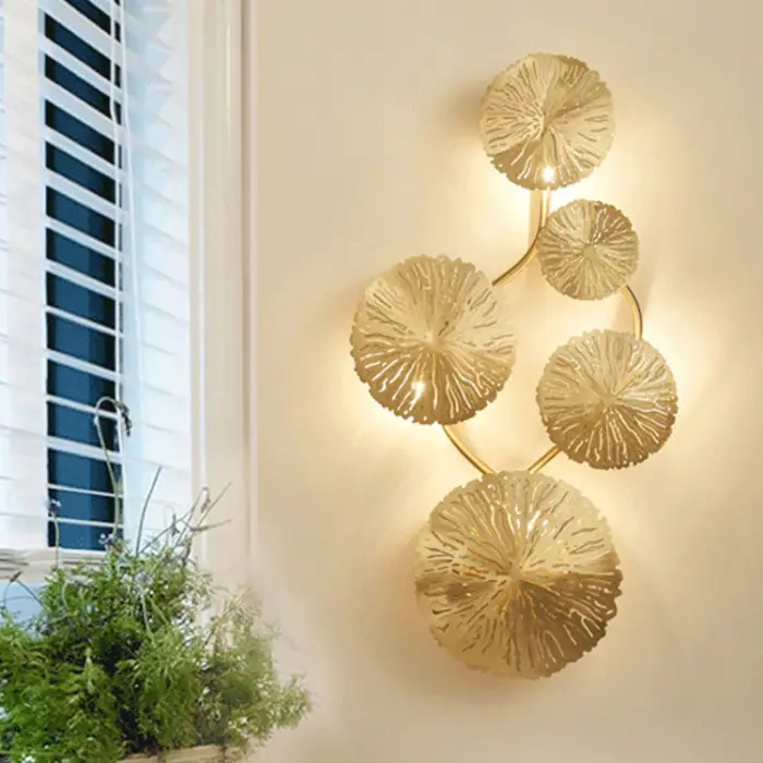 Modern Led Wall Lamp Living Room Bedroom Bedside Aisle Home Decor Indoor Sconce Lighting Lotus Leaf Art Indoor Wall Lamp — image 3
