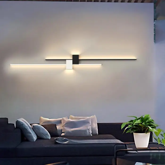 Modern Minimalist Long LED Wall Light Bedroom Bedside Long Strip Wall Sconces Living Room Background Indoor Lighting Fixture — image 4