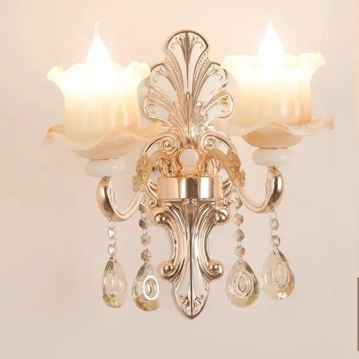 Crystal Wall Lamp Dining Room Living Room Bedroom TV Bedside LED Light Single and Double Head Factory Sale Wholesale Chandelier — image 5