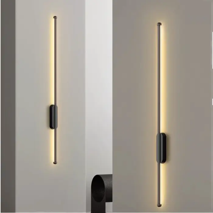 Modern Minimalist Wall Lamp Living Room TV Background Line Wall Light Black Long Strip Nordic Wall Lamp Bedroom Bedside Lamp — image 3