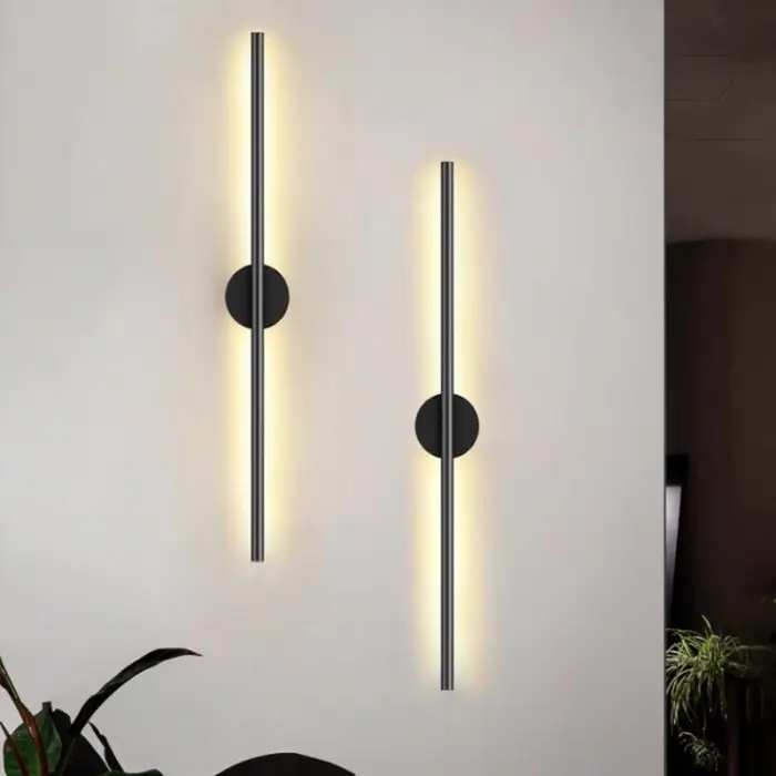 Modern Minimalist Wall Lamp Living Room TV Background Line Wall Light Black Long Strip Nordic Wall Lamp Bedroom Bedside Lamp — image 4