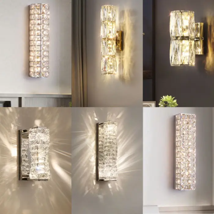 Modern Stainless Steel Crystal Lamp Indoor Decorative Gold Crystal Wall Lamp Plated Iron Body for Living Room Bathroom Hotel — image 4