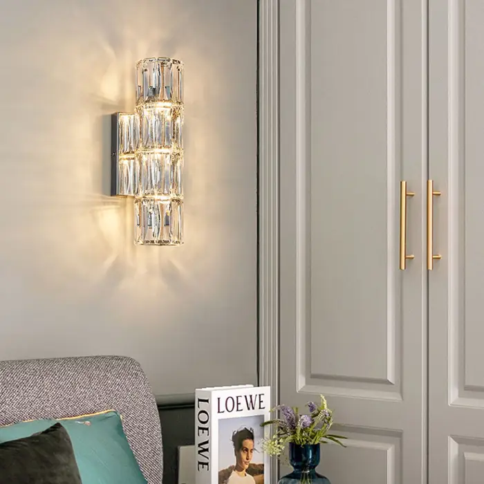 Modern Stainless Steel Crystal Lamp Indoor Decorative Gold Crystal Wall Lamp Plated Iron Body for Living Room Bathroom Hotel — image 5