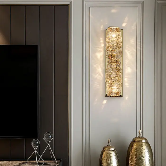 Modern Stainless Steel Crystal Lamp Indoor Decorative Gold Crystal Wall Lamp Plated Iron Body for Living Room Bathroom Hotel — image 7