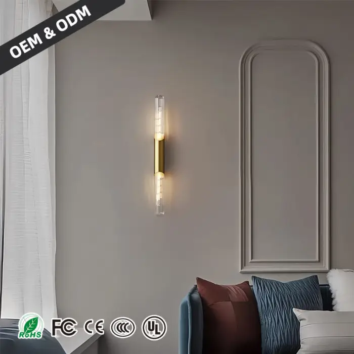 Modern Luxury Tubular Wall Lamp LED Gold Shade Steel Bedside Wall Lamps Villa Living Room Bathroom Bedroom Wall Lamp — image 4
