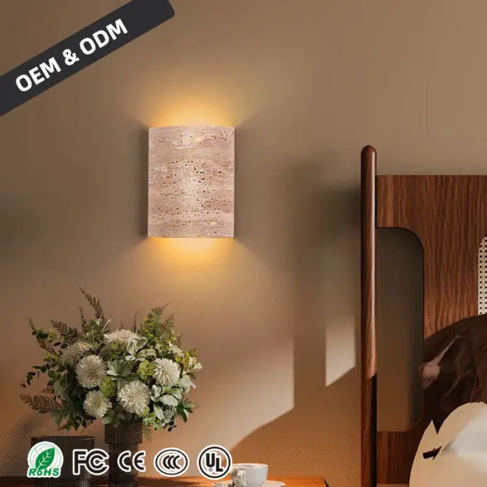Creative Curved Travertine Wall Lamp Remote Control Dimmable Modern Wall Sconce for Bedroom Living Room Hotel Stairs Corridor — image 4