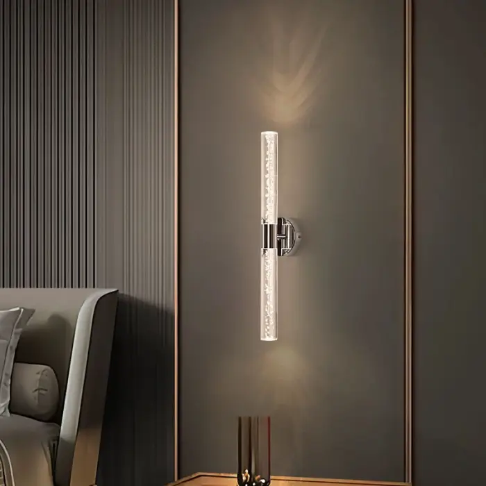 Factory Manufacturing Aluminum LED Bubble Crystal Double Headed Golden Electroplated Living Room Bedside Wall Lamp — image 6