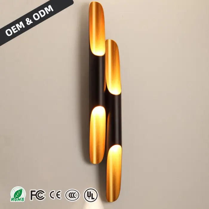 High Quality Modern Indoor LED Wall Lamps Black & Gold Rectangular Aluminum Home Office Living Room Bedroom Bedside Corridor — image 3
