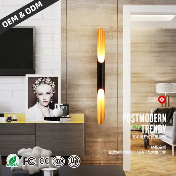 High Quality Modern Indoor LED Wall Lamps Black & Gold Rectangular Aluminum Home Office Living Room Bedroom Bedside Corridor — image 4