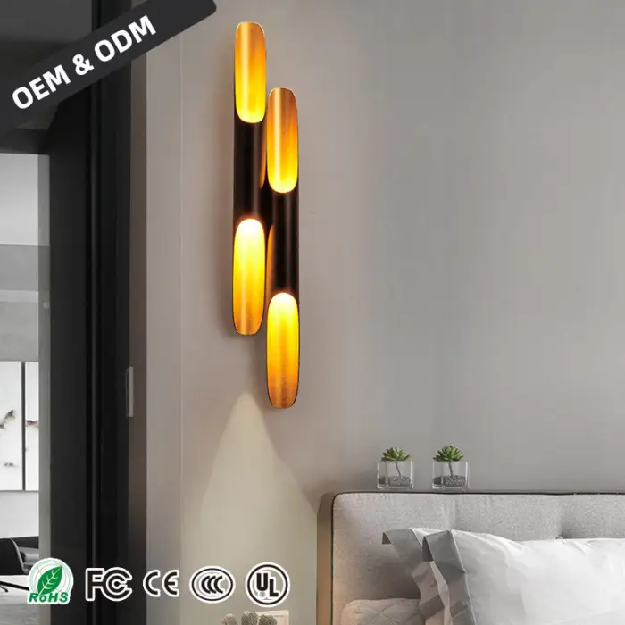 High Quality Modern Indoor LED Wall Lamps Black & Gold Rectangular Aluminum Home Office Living Room Bedroom Bedside Corridor — image 5