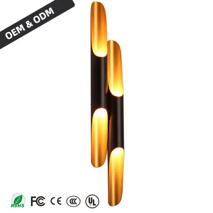 High Quality Modern Indoor LED Wall Lamps Black & Gold Rectangular Aluminum Home Office Living Room Bedroom Bedside Corridor — image 6