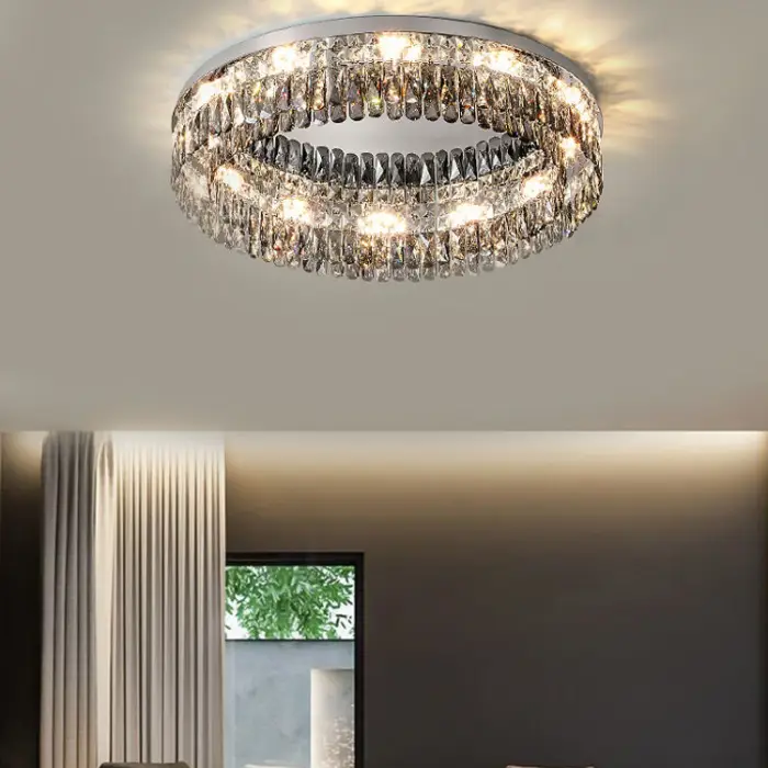 Modern Circular Crystal Hanging Lamps for Ceiling Luxury Hotel Lobby Home Bedroom Living Room LED Ceiling Lamp — image 4