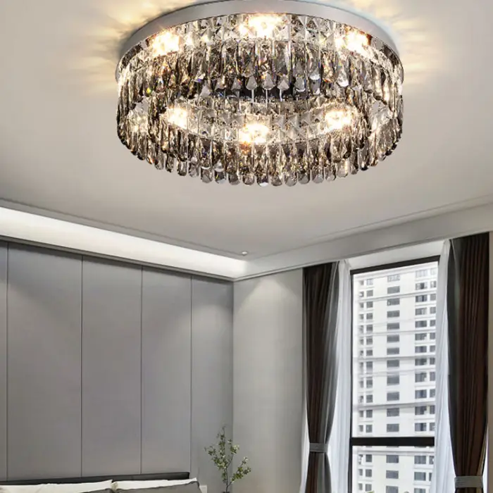 Modern Circular Crystal Hanging Lamps for Ceiling Luxury Hotel Lobby Home Bedroom Living Room LED Ceiling Lamp — image 5