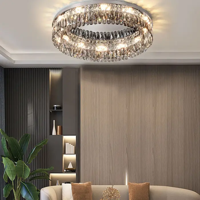 Modern Circular Crystal Hanging Lamps for Ceiling Luxury Hotel Lobby Home Bedroom Living Room LED Ceiling Lamp — image 6