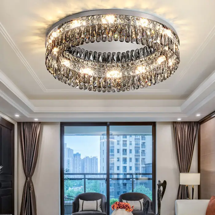Modern Circular Crystal Hanging Lamps for Ceiling Luxury Hotel Lobby Home Bedroom Living Room LED Ceiling Lamp — image 7