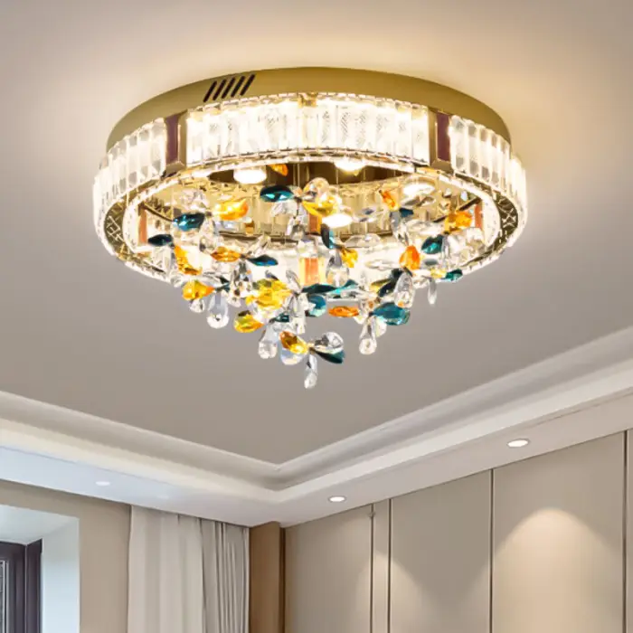Designer LED Lighting Round Ceiling Chandelier Crystal Ceiling Lamp Modern Minimalist Villa Living Room Ceiling Lamp — image 4