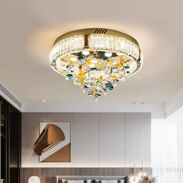 Designer LED Lighting Round Ceiling Chandelier Crystal Ceiling Lamp Modern Minimalist Villa Living Room Ceiling Lamp — image 5
