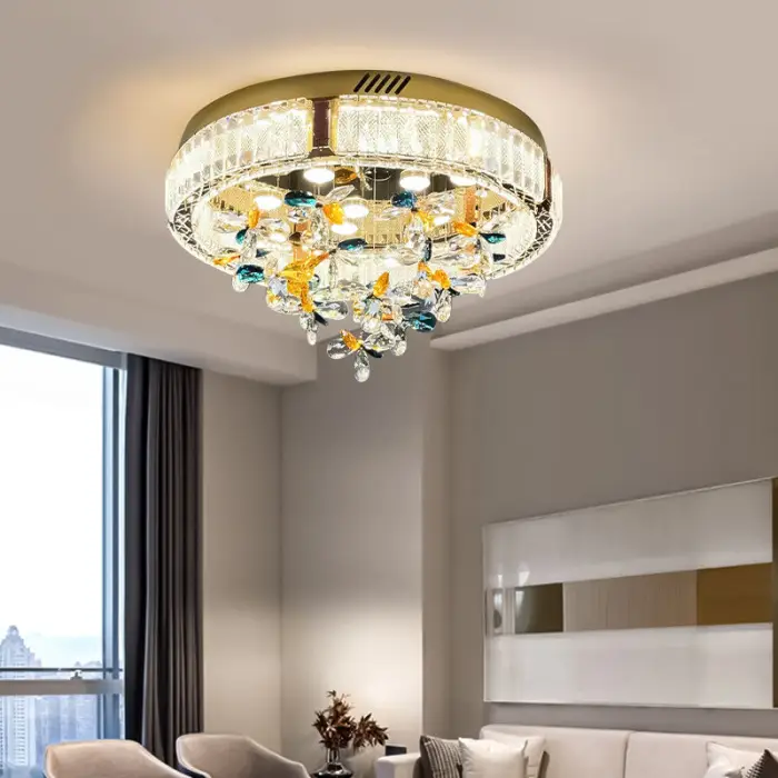Designer LED Lighting Round Ceiling Chandelier Crystal Ceiling Lamp Modern Minimalist Villa Living Room Ceiling Lamp — image 6