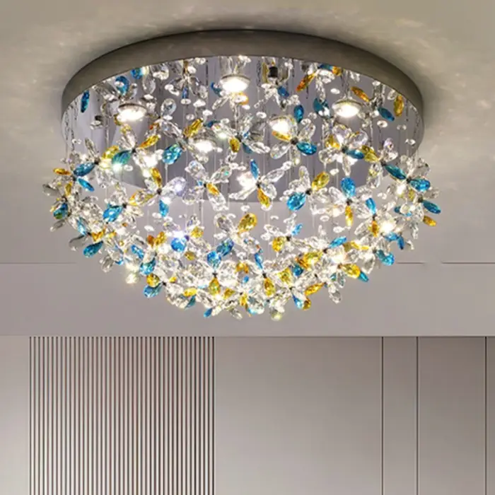 Modern LED Ceiling Light Fixture Living Room Hotel Corridor Foyer Ceiling Light Crystal Round Chandelier — image 3